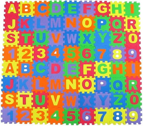 Alphabet Letters and Numbers Foam Puzzle Square Floor Mat, 6x6-Inches, 72-Pieces in Saudi Arabia