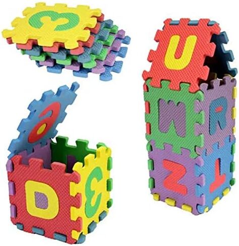 Alphabet Letters and Numbers Foam Puzzle Square Floor Mat, 6x6-Inches, 72-Pieces in Saudi Arabia