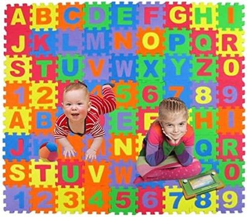 Alphabet Letters and Numbers Foam Puzzle Square Floor Mat, 6x6-Inches, 72-Pieces in Saudi Arabia