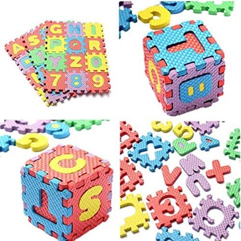 Alphabet Letters and Numbers Foam Puzzle Square Floor Mat, 6x6-Inches, 72-Pieces in Saudi Arabia