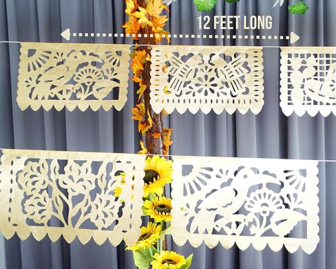 Gold Papel Picado Banner - Matte Gold Papel PicadoTissue Paper Banner for fiestas, weddings, bridal shower, engagement, baby shower, birthdays 2 pack/12ft long each)/ Not plastic in Kuwait