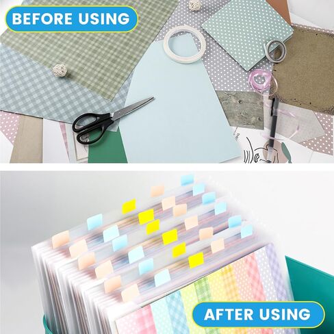 50 قطعة من تخزين ورق القصاصات من Aoibrloy مع 120 قطعة من علامات التبويب اللزجة منظم تخزين ورق القصاصات لحمل ورق القصاصات مقاس 12 × 12 بوصة وملفات الورق والبطاقات وورق الفينيل in Kuwait