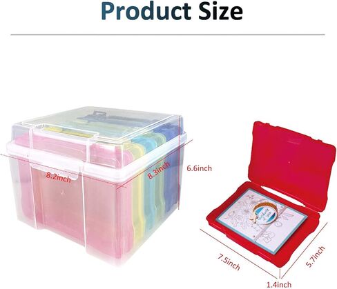 ASIYUN Photo Storage Box, 5" x 7" Greeting Card Organizer, Main Container with 6 Organization Cases for Birthday Get Well Cards, Photos, Crafts, Scrapbooking, Paper, Stickers(Color) in Kuwait