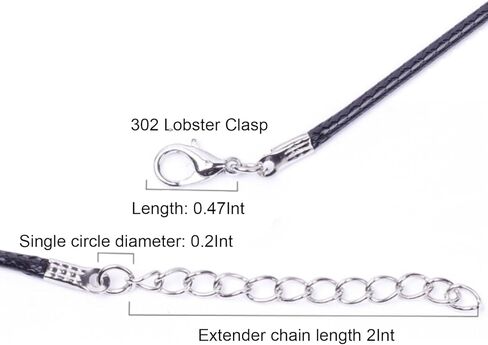 حبل سلسلة اسود مع مشبك، حبل من القطن المشمع الاسود 20 انش للقلادات والاساور والقلائد ومستلزمات صنع المجوهرات ومستلزمات الخرز (20 قطعة) in Kuwait