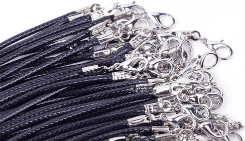 حبل سلسلة اسود مع مشبك، حبل من القطن المشمع الاسود 20 انش للقلادات والاساور والقلائد ومستلزمات صنع المجوهرات ومستلزمات الخرز (20 قطعة) in Kuwait