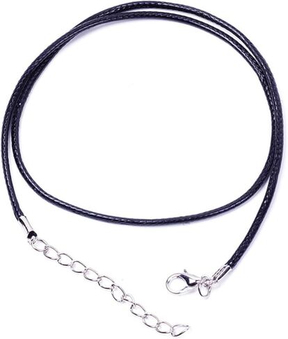 حبل سلسلة اسود مع مشبك، حبل من القطن المشمع الاسود 20 انش للقلادات والاساور والقلائد ومستلزمات صنع المجوهرات ومستلزمات الخرز (20 قطعة) in Kuwait