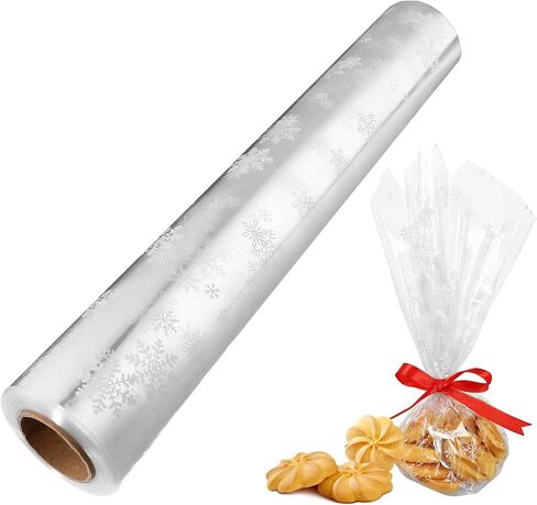 NUOBESTY عيد الميلاد ندفة الثلج السيلوفان رول ، 3 مل سمك شفاف ندفة الثلج السيلوفان ورق تغليف عيد الميلاد ورق تغليف هدايا سلال الحلي (3000x86 سم) in Kuwait