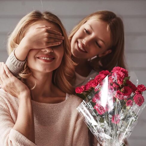NUOBESTY عيد الميلاد ندفة الثلج السيلوفان رول ، 3 مل سمك شفاف ندفة الثلج السيلوفان ورق تغليف عيد الميلاد ورق تغليف هدايا سلال الحلي (3000x86 سم) in Kuwait