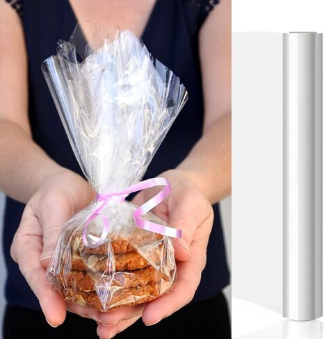 HFHSY (118 قدمًا × 34 قدمًا) لفافة سيلوفان شفافة 3 مل - لفافة سيلوفان - أكياس سيلوفان شفافة للتغليف - ورق تغليف شفاف لتغليف سلال الهدايا - غلاف هدايا شفاف للسلال in Kuwait