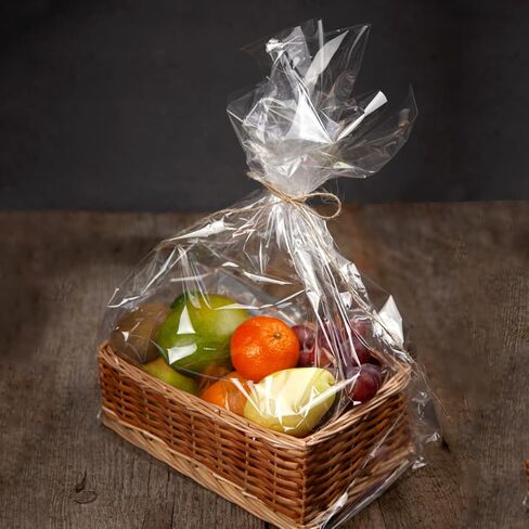 HFHSY (118 قدمًا × 34 قدمًا) لفافة سيلوفان شفافة 3 مل - لفافة سيلوفان - أكياس سيلوفان شفافة للتغليف - ورق تغليف شفاف لتغليف سلال الهدايا - غلاف هدايا شفاف للسلال in Kuwait