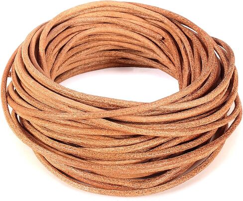 BEADNOVA Genuine Round Leather Cord White Leather Strips for Jewelry Making Bracelet Necklace Beading (11 Yards,1.5mm) in Kuwait