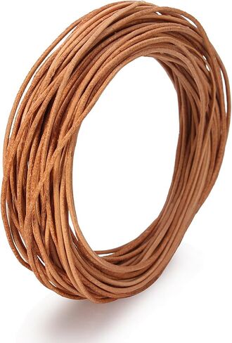 BEADNOVA Genuine Round Leather Cord White Leather Strips for Jewelry Making Bracelet Necklace Beading (11 Yards,1.5mm) in Kuwait