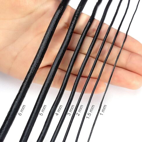 BEADNOVA Genuine Round Leather Cord White Leather Strips for Jewelry Making Bracelet Necklace Beading (11 Yards,1.5mm) in Kuwait