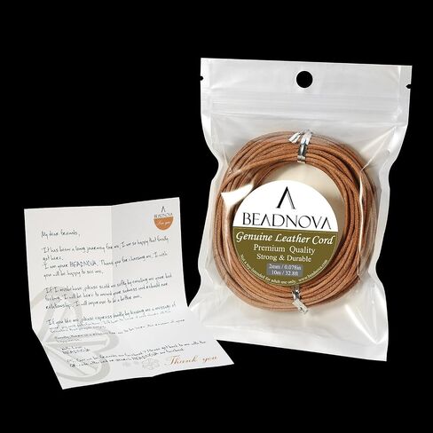 BEADNOVA Genuine Round Leather Cord White Leather Strips for Jewelry Making Bracelet Necklace Beading (11 Yards,1.5mm) in Kuwait