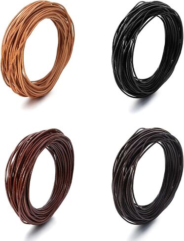 BEADNOVA Genuine Round Leather Cord White Leather Strips for Jewelry Making Bracelet Necklace Beading (11 Yards,1.5mm) in Kuwait