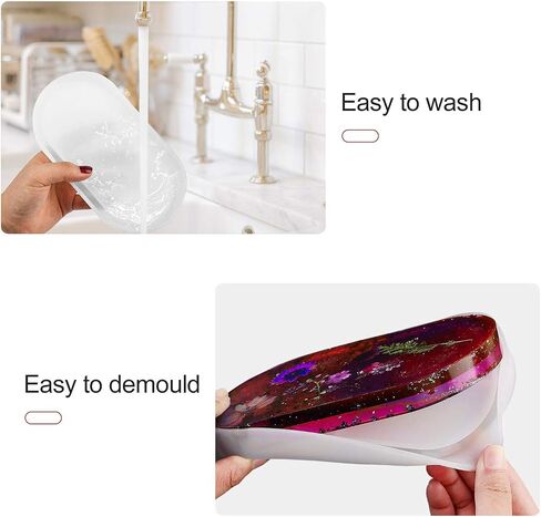 3 قطع قالب راتنج السيليكون DIY - قوالب صنع المجوهرات البيضاوية، قالب صب راتنجات الإيبوكسي الشفاف لحاوية المجوهرات DIY قالب لوحة تخزين حلية مع الراتنج، صابون مصنوع يدويًا in Kuwait