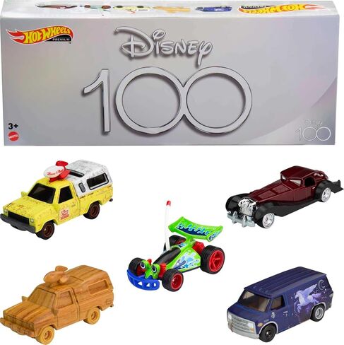 Hot Wheels Premium Disney 100 Bundle, 5 1:64 Scale Disney-Themed Premium Cars from Disney and Pixar, Commemorative Box for Collectors in Saudi Arabia