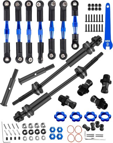 Rcarmumb RC Turnbuckles Camber Link & Driveshafts & Hex Hub ترقيات جزء لـ 1/10 Slash Stampede Rustler Bandit 2WD (VXL، رابط قابل للتعديل، فولاذ #45 CVD ومحولات محور سداسية من الألومنيوم، أحمر in Kuwait
