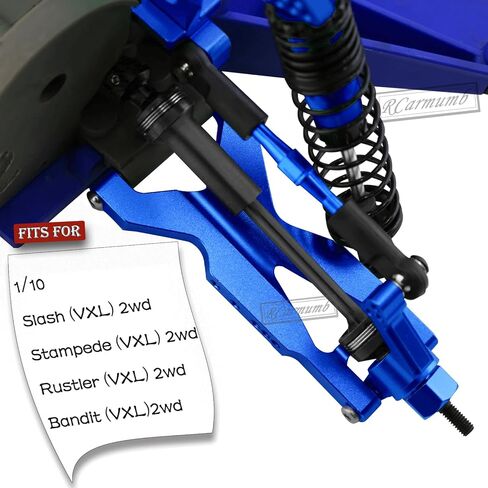 Rcarmumb RC Turnbuckles Camber Link & Driveshafts & Hex Hub ترقيات جزء لـ 1/10 Slash Stampede Rustler Bandit 2WD (VXL، رابط قابل للتعديل، فولاذ #45 CVD ومحولات محور سداسية من الألومنيوم، أحمر in Kuwait