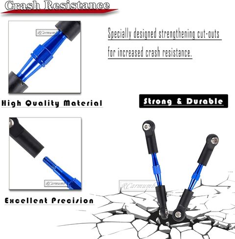 Rcarmumb RC Turnbuckles Camber Link & Driveshafts & Hex Hub ترقيات جزء لـ 1/10 Slash Stampede Rustler Bandit 2WD (VXL، رابط قابل للتعديل، فولاذ #45 CVD ومحولات محور سداسية من الألومنيوم، أحمر in Kuwait