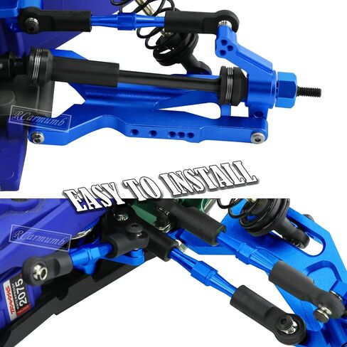 Rcarmumb RC Turnbuckles Camber Link & Driveshafts & Hex Hub ترقيات جزء لـ 1/10 Slash Stampede Rustler Bandit 2WD (VXL، رابط قابل للتعديل، فولاذ #45 CVD ومحولات محور سداسية من الألومنيوم، أحمر in Kuwait