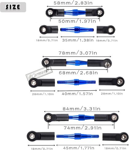 Rcarmumb RC Turnbuckles Camber Link & Driveshafts & Hex Hub ترقيات جزء لـ 1/10 Slash Stampede Rustler Bandit 2WD (VXL، رابط قابل للتعديل، فولاذ #45 CVD ومحولات محور سداسية من الألومنيوم، أحمر in Kuwait
