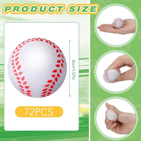 72 Pieces Baseball Stress Balls 1.6 Inch Mini Foam Baseballs Bulk Soft Baseball Party Favors Small Baseball Toys for Teens and Adults Stress Anxiety Relief Sports Theme Party Favors Classroom Rewards in Saudi Arabia