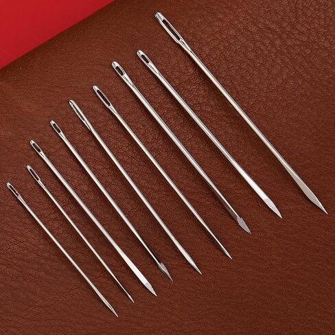 علبة إبرة خشبية واحدة من Mayboos مع إبر الخياطة، تخزين إبر الخياطة لتخزين الإبر الدقيقة والحرف اليدوية مع 4 قطع من إبر الخياطة الجلدية و5 قطع من إبر الخياطة in Kuwait