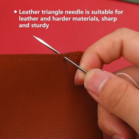 علبة إبرة خشبية واحدة من Mayboos مع إبر الخياطة، تخزين إبر الخياطة لتخزين الإبر الدقيقة والحرف اليدوية مع 4 قطع من إبر الخياطة الجلدية و5 قطع من إبر الخياطة in Kuwait