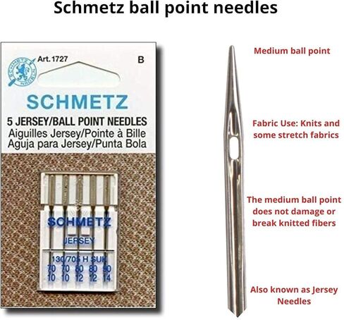 مجموعة متنوعة من إبر آلة الخياطة ذات المقاسات الواحدة، مثالية للقطن والجيرسي، والأقمشة المنسوجة، تناسب ماكينات السينجر والأخ وكينمور وجانوم المنزلية من AGarment ABC in Kuwait