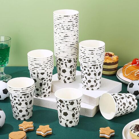 Teling 100 Pieces Sports Party Paper Cups 9oz Disposable Basketball Baseball Football Soccer Golf Party Supplies Paper Drinking Cups for Birthday Decorations Party Favors(Baseball) in Saudi Arabia