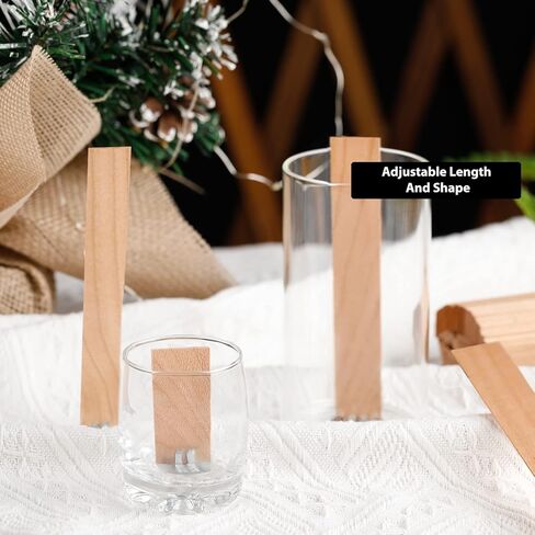 Ziosxin 50pcs Thicken Smokeless Cherry Wood Candle Wicks-Long Lasting Flame-Easily Burn, Natural Candle Cores with Stand and Glue Dot, Warning Label (W:13cm/5.1",H:2.5cm/1",D:1.2mm/0.047") in Kuwait