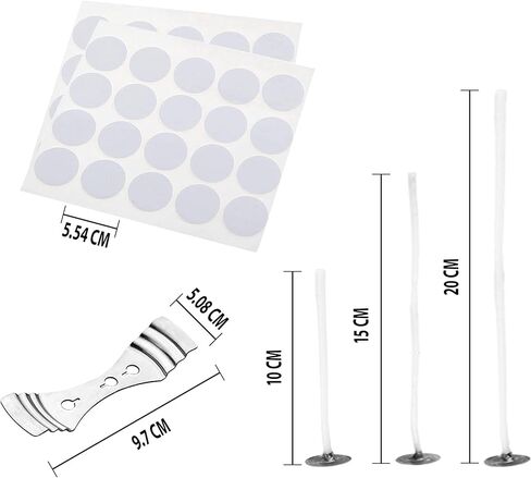 Royal Tag 150Pcs Candle Wicks for Making Candles 4IN,6IN,8IN (50each) with 3 Candle Wick Holders&150 Glue Dot Wick Stickers-Low Smoke-Long Burn-Easy to Make Candles at Home-for DIY Candles-DIY Crafts in Kuwait