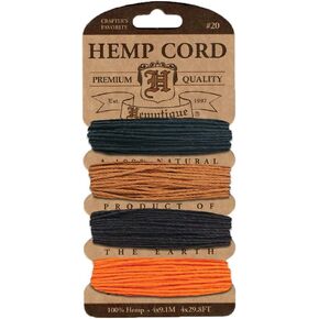 Hemptique Hemp Cord 4 Color Cards - Made with Love - Crafter’s No. 1 Choice – Eco Friendly – Plant Hanger - Scrapbooking – Gardening – Macramé – Home Décor (Animal Den Pack)
