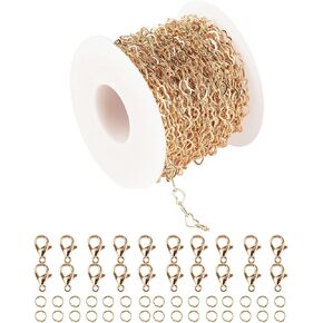 16.4 Feet/ 5 Meters Brass Star Moon Link Chain for Jewelry Making, Gold Plated Handmade Chain Roll with Open Jump Rings Lobster Claws DIY Necklace Bracelet Jewelry Supplies in Kuwait