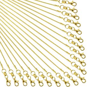 24 Pack Gold Plated DIY Snake Chain Necklace with Clasp for Jewelry Making, 1.2 mm (18 inches)