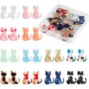 24 Pcs Cat Charms for Jewelry Making,Cute Animal Charms for Craft Lovers and Handmade Beginners DIY Earrings Necklaces and Making Cat Craft(Polychromatic,0.98X0.67X0.09 Inch) in Kuwait