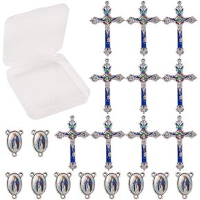 SUNNYCLUE Tibetan Style Rosary Cross Charms and Center Miraculous Medal Easter Vintage Cross Crucifix Pendants Oval Chandelier Links Bronze Connector Charm for Rosary Bead Necklace Making Supplies in Saudi Arabia
