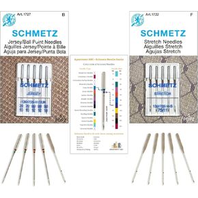 مجموعة إبر كروية لآلة الخياطة، (2x70/10، 2x80/12، 1x90/14) جيرسي و5x75/11 إبر مطاطية، تناسب Brother، Bernina، Necchi، Elna، Juki، Janome، Kenmore، Singer من Apartment ABC in Kuwait