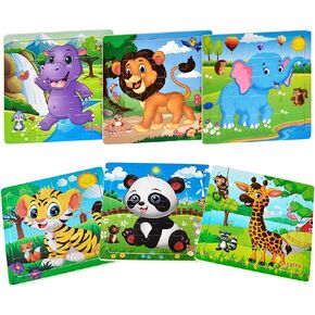 Puzzles for Kids Ages 3-5 Toddler Wooden Toys Montessori Learning Education Preschool Sets Gift for Boy Girl 3 4 5+ Years Old, Pack of 6 (20 Pieces)