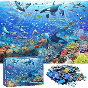 Puzzles for Kids Ages 4-8 6-8 8-10 Year Old - Underwater Scene - 100 Pieces Jigsaw Puzzle for Kids Learning Educational Puzzles for Boys Girls (with Sturdy Box)
