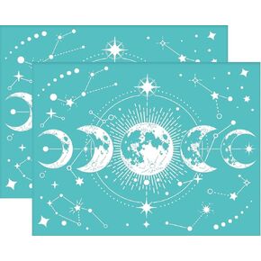 OLYCRAFT 2pcs 11x8.6 Inch Self-Adhesive Silk Screen Printing Stencil Moon Phase Pattern Mesh Transfers Cutting Stencils Reusable Washable Stencils for Printing on Wood T-Shirts