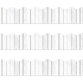 حواف خشبية بيضاء - ملصقات حدود الاعلانات، 50 قدم، حدود ديكور العودة الى المدرسة للوحة الاعلانات/ زخرفة اللوحة السوداء، استخدام المعلم / الطلاب لتزيين الفصول الدراسية/المدرسة in Kuwait