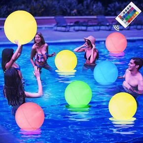AEROQUEST Pool Toys，4 Packs Led Beach Ball Toy with 16 Colors Lights and 4 Light Modes, Pool Beach Games Balls for Summer Parties, Pool/Beach Parties, Glow in The Dark Pool Beach Decorations for Kids&Adults