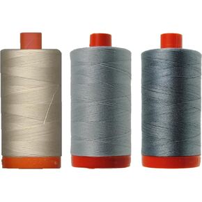 Bundle of Aurifil 50wt Egyptian Cotton Thread, Large 1422 Yard Spools, with and Without Aurifil Empty Thread Case 12 Spool Capacity (3 Spool Bundles, 2021 2250 2730)