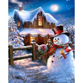 DoMyArt Diamond Painting Kits for Adults, Paint with 5D Crystal Diamonds Art with Accessories Tools(Canvas 15.7 x 11.8 inch) (Christmas Snowman) in Kuwait