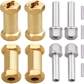 RC Hex Hub 12mm Brass Wheels Hex Hubs Extension Hex Drive Adapter Spacers for 1/10 RC Crawler Axial SCX10 90046 D90, 4-Pack (12mm)