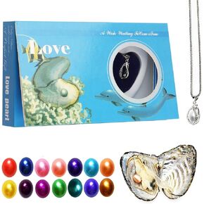 Zehao Wish Pearl Necklace Kit,Mysterious Oyster Pearl Gift Set,DIY Necklace Making Kit,Bead Locket Pendant with 20 Chain,Surprise Gift for Women(Spiral Drop ), Multicolor in Saudi Arabia