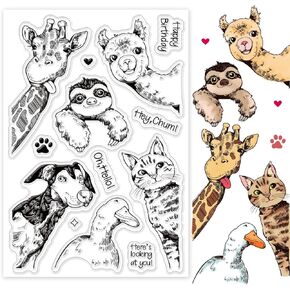 INFUNLY Stamps and Dies for Card Making Animal Metal Cutting Die Stamp Cat Dog Silicone Clear Stamp and Die Sets Scrapbooking Embossing Stencil for DIY Scrapbooking Arts Crafts Stamping