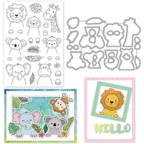 INFUNLY Stamps and Dies for Card Making Animal Metal Cutting Die Stamp Cat Dog Silicone Clear Stamp and Die Sets Scrapbooking Embossing Stencil for DIY Scrapbooking Arts Crafts Stamping in Kuwait